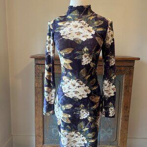 Vintage Betsey Johnson Velvet Floral Mini Dress